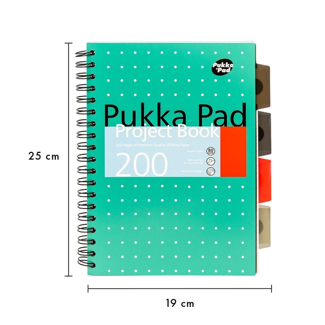 Projectboek Pukka Pad Metallic B5 lijn 4-tabs 200 pagina's 80gr groen