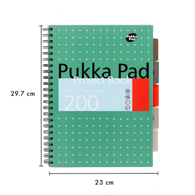 Projectboek Pukka Pad Metallic A4 lijn 5-tabs 200 pagina's 80gr groen