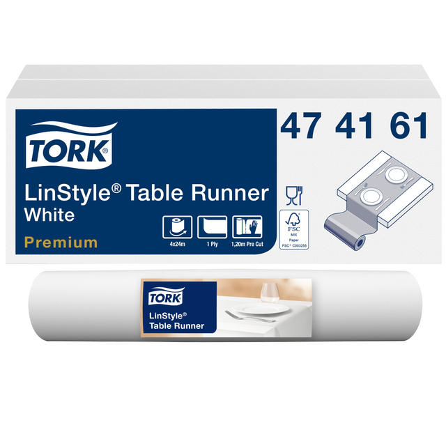 Tafelloper Tork Linstyle Premium 20 vel wit 474161