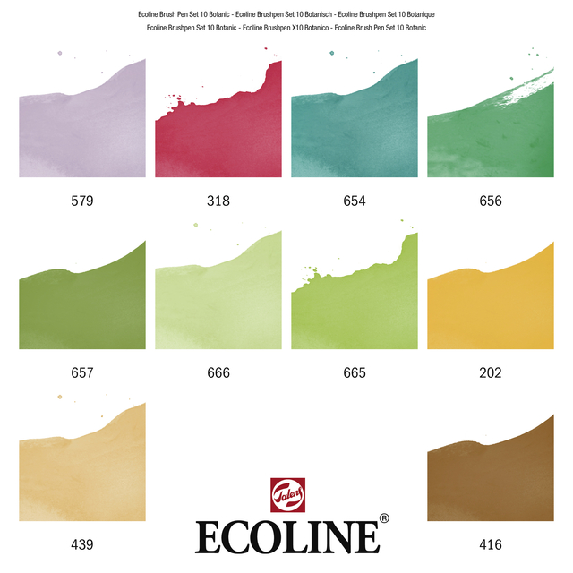 Brushpen Talens Ecoline set á 10 stuks botanisch