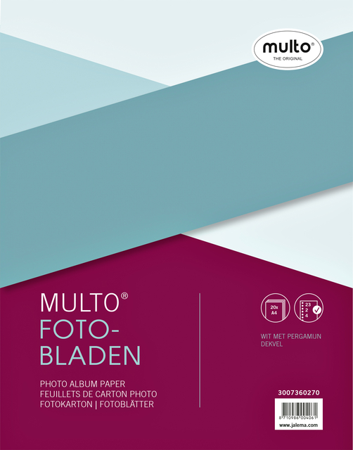 Interieur Multo fotobladen A4 23-gaats met dekvel wit 20 vel