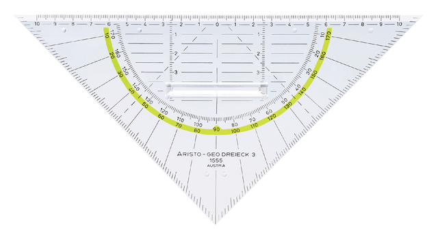 Geodriehoek Aristo 1555/2 225mm met greep transparant