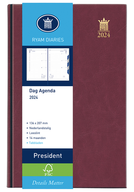 Agenda 2025 Ryam President 1dag/1pagina bordeaux