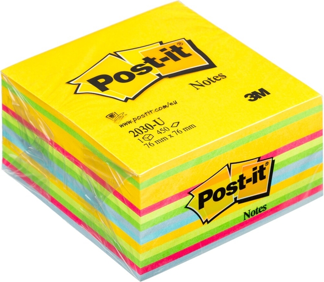 Memoblok Post-it 2030 76x76mm kubus ultra assorti