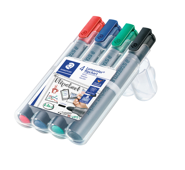 Viltstift Staedtler 356 voor flipover rond 2mm 4 stuks assor