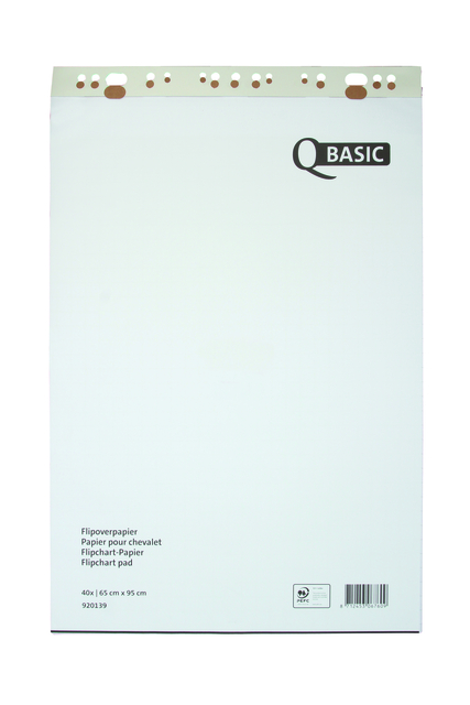 Flipoverpapier Qbasic 65x95cm 40 vel ongevouwen ruit