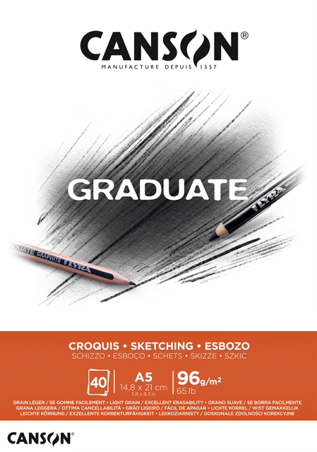 Schetsboek Canson Graduate Croquis A5 96gr 40vel