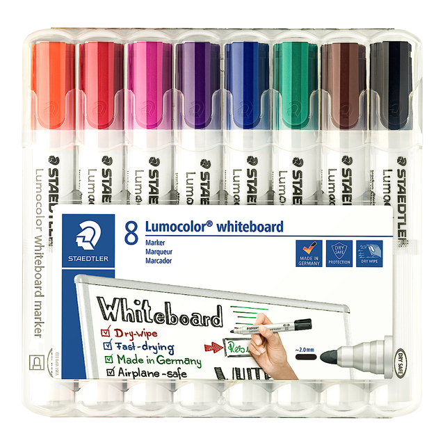 Viltstift Staedtler Lumocolor 351 whiteboard set à 8 stuks assorti