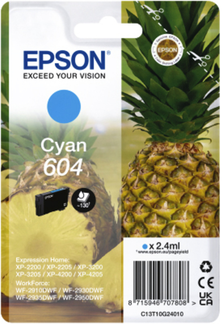 Inktcartridge Epson 604 T10G24 blauw