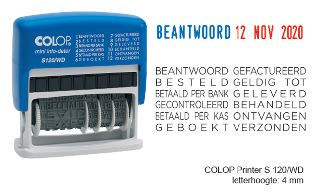 Woord-datumstempel Colop S120 mini-info dater 4mm