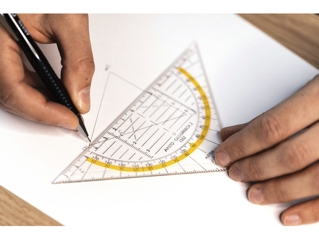 Geodriehoek Aristo 1552 160mm transparant met gele rand
