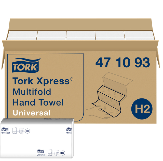 Handdoek Tork Xpress H2 multifold universal vouwhanddoeken 1 laags wit 471093