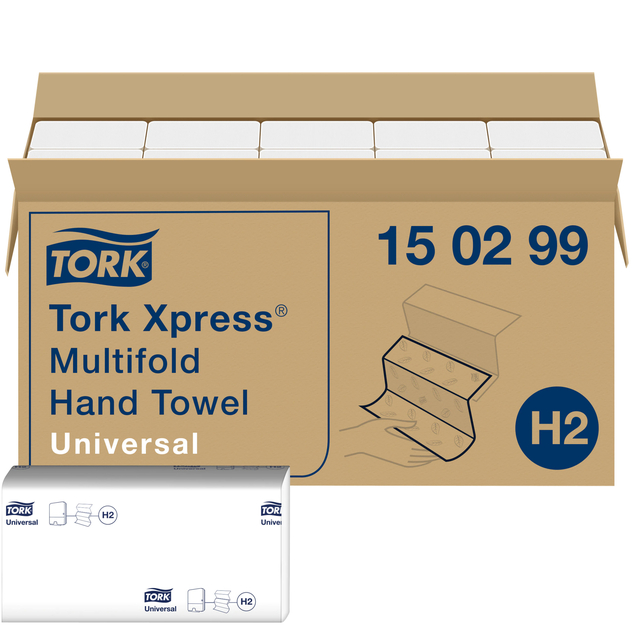 Handdoek Tork Xpress Basis H2 multifold universal 2-laags wit 150299