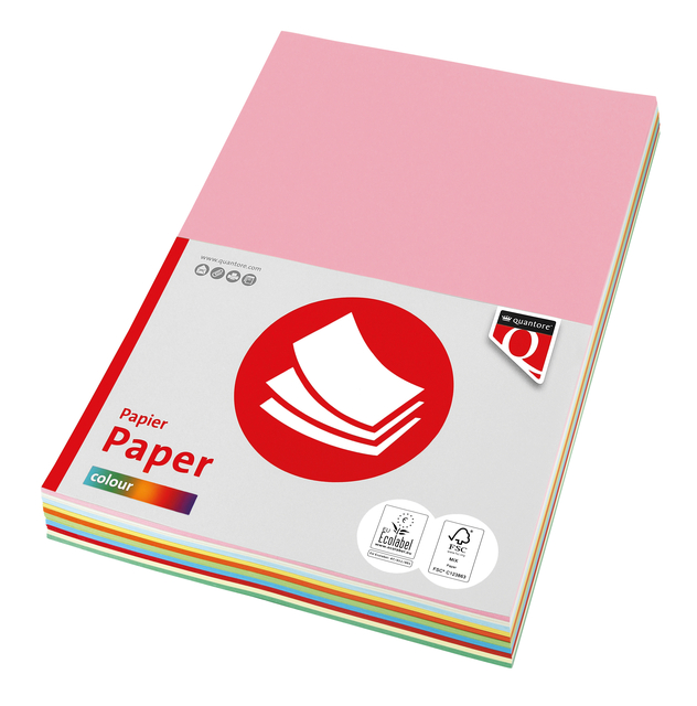 Kopieerpapier Quantore Colour A4 80gr 10 kleuren x 250 vel