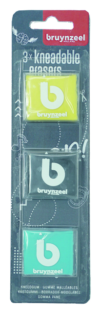 Kneedgum Bruynzeel Teens blister à 3 stuks assorti