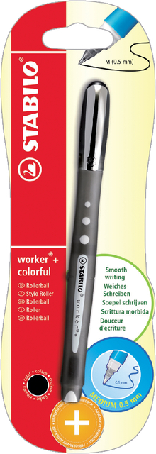 Rollerpen STABILO worker colorful 2019/46 medium zwart  blister à 1 stuk