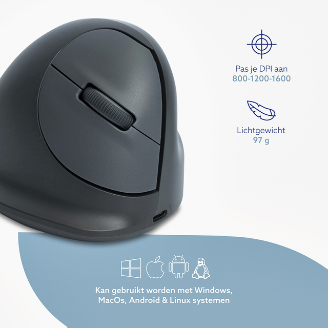 Muis R-Go Ergonomisch HE Basic Wireless Rechts M