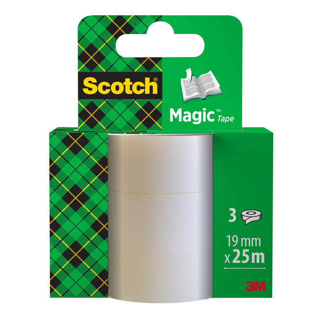 Plakband Scotch Magic 819 19mmx25m onzichtbaar 3 rollen