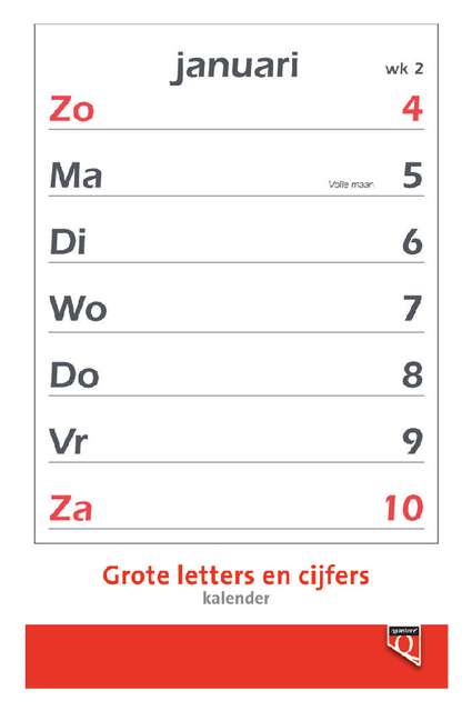 Kalender 2025 met grote letters en cijfers Quantore