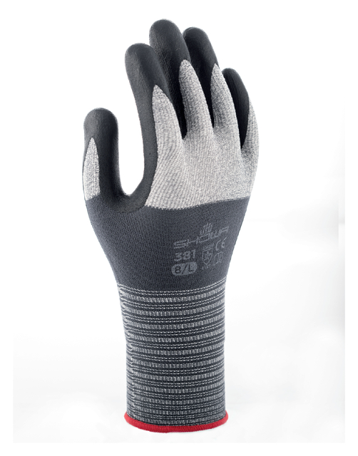 Handschoen Showa 381 grip nitril M grijs