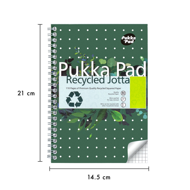 Notitieboek Pukka Pad Jotta A5 ruit 5x5mm 110 pagina's 80gr groen