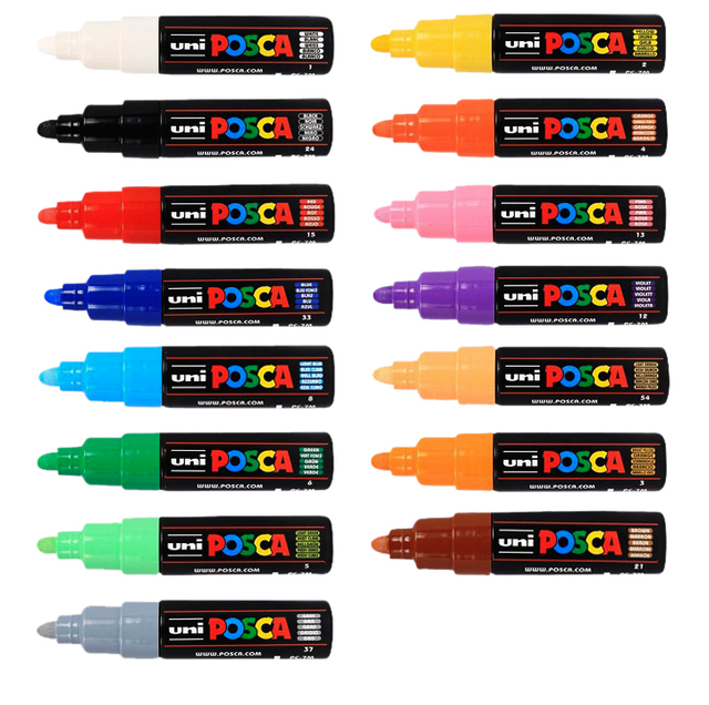 Verfstift Posca PC7M breed grijs