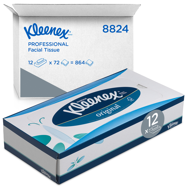 Facial tissues Kleenex 3-laags standaard 12x72stuks wit 8824