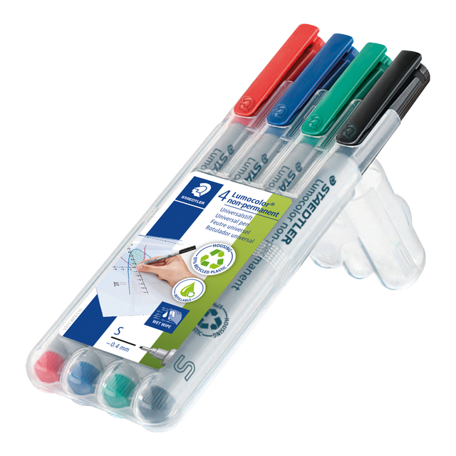 Viltstift Staedtler Lumocolor 311 non permanent S set à 4 assorti