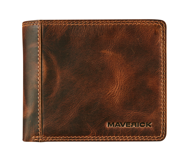 Portemonee Maverick The Original met kleingeldvak RFID leer bruin