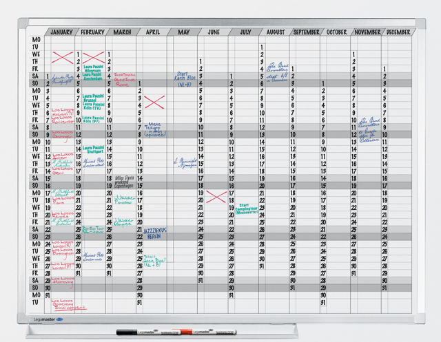 Planbord Legamaster professional jaarplanner hor 90x120cm