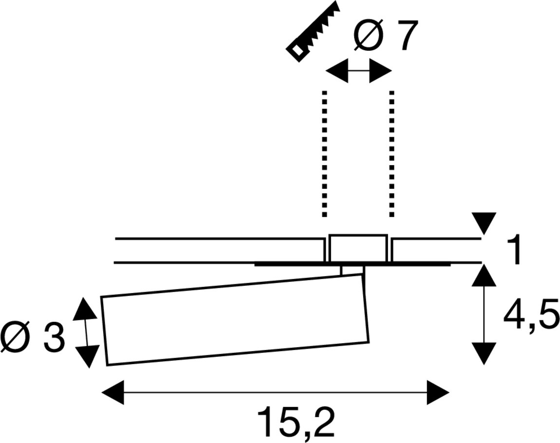 KARPO zwart 1xLED 3000K, rozet vlak