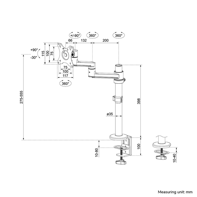 Monitorarm Neomounts DS60-425WH1 wit