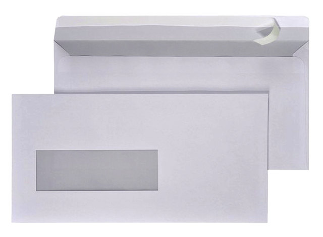 Envelop Quantore 110x220mm venster 3x10cm links zelfklevend 500 stuks