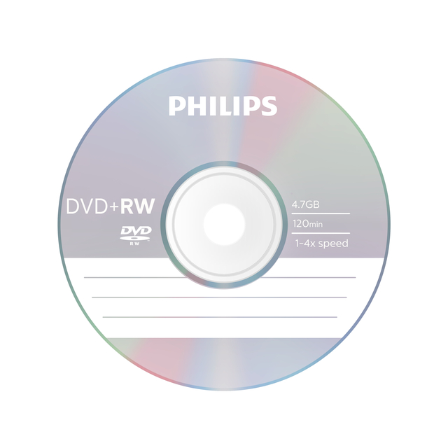 DVD+RW Philips 4.7GB 4x SP 10 stuks