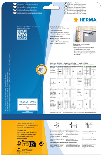 Etiket HERMA 4595 97x42.3mm folie wit