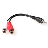 ACT 0,15 meter audio aansluitkabel 1x 3.5mm stereo jack male - 2x Tulp female