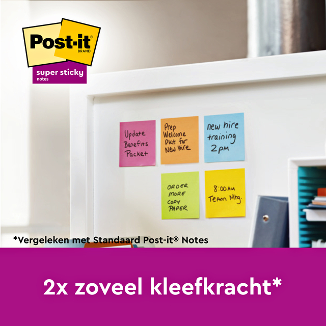 Memoblok Post-it Z-Notes R330 Super Sticky 76x76mm Playful 6 stuks