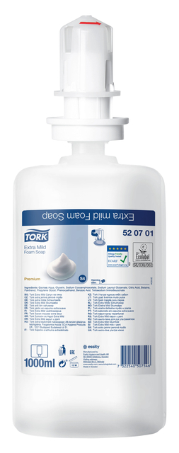 Handzeep Tork S4 foam extra mild allergievriendelijk 1000ml 520701