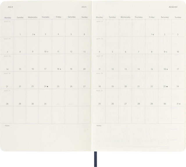 Agenda 2025 Moleskine 12M Planner Weekly 7dagen/1pagina large sc sapphire blue