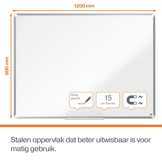 Whiteboard Nobo Premium Plus 90x120cm staal