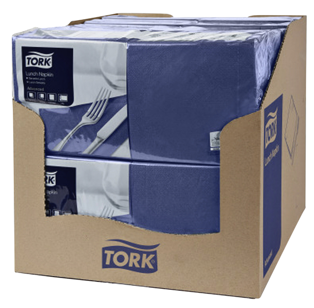 Servetten Tork 2-laags 1/4 gevouwen 200 stuks donkerblauw 477215