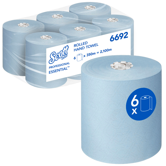 Handdoekrol Scott Essential 1-laags 350m blauw 6692