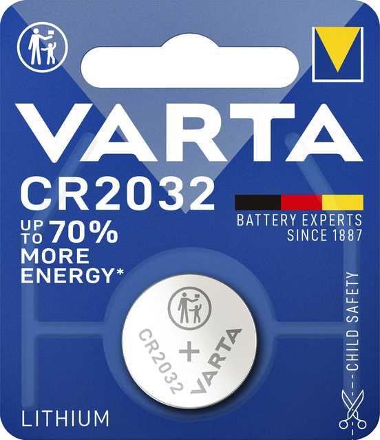 Batterij Varta knoopcel CR2032 lithium blister à 1stuk