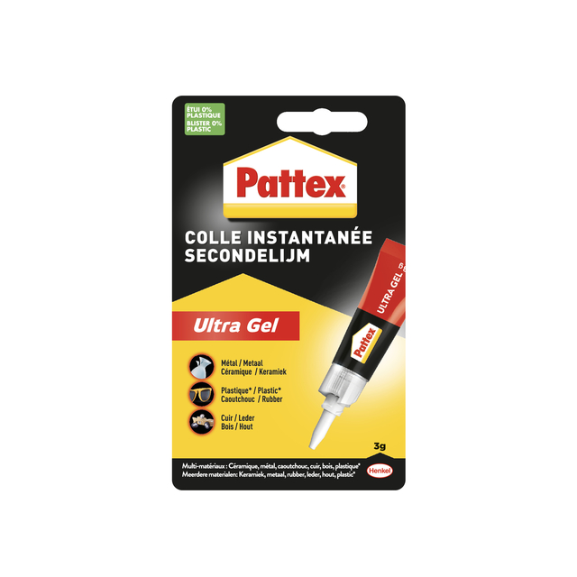 Secondelijm Pattex ultra gel tube 3gram op blister