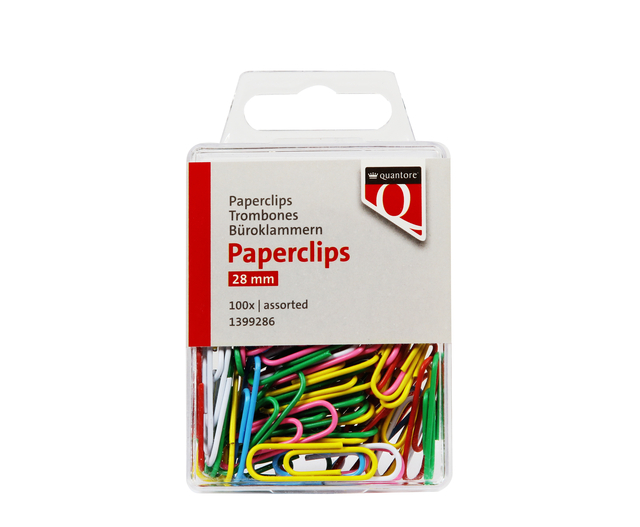 Paperclip Quantore 28mm 100 stuks assorti