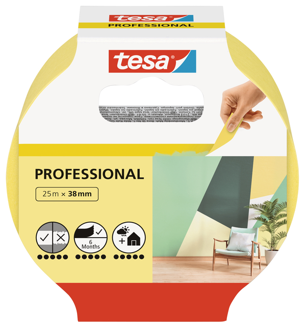 Afplaktape tesa®  Professional 25mx38mm geel