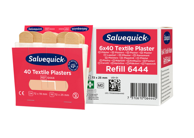 Pleister Salvequick navulling textiel 6 kaarten à 40 stuks 6444