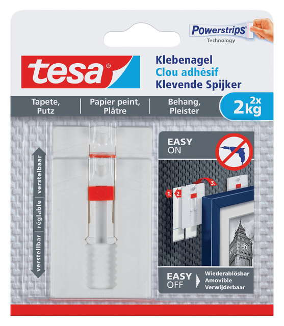 Klevende spijker tesa® behang en pleisterwerk 2kg  verstelbaar wit