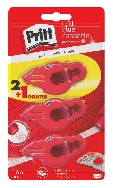 Lijmroller Pritt navulcassette permanent blister 2+1 gratis