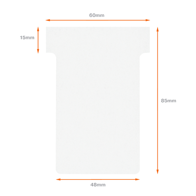 Planbord T-kaart Nobo nr 2 48mm wit 100 stuks